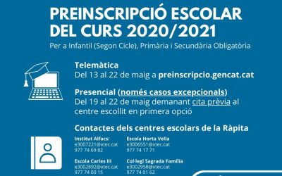 Com fer la preinscripció escolar del curs 2020/2021