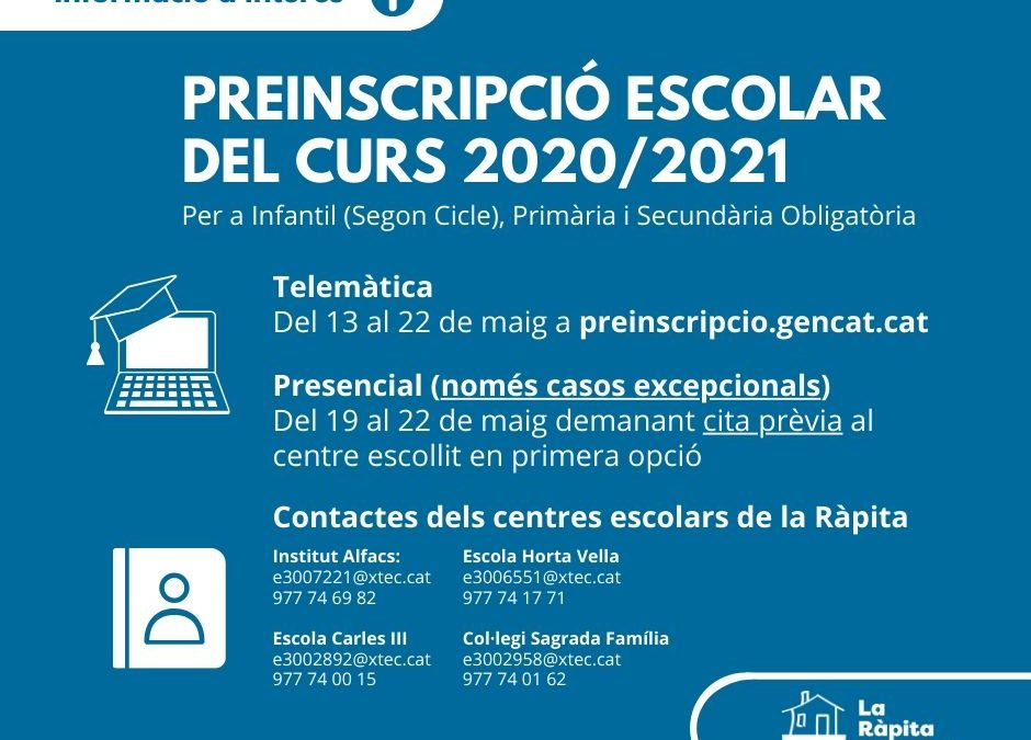 Com fer la preinscripció escolar del curs 2020/2021