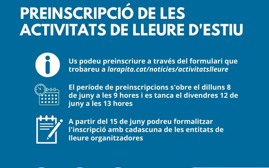 Obert el període de preinscripció a les activitats de lleure d’estiu 2020