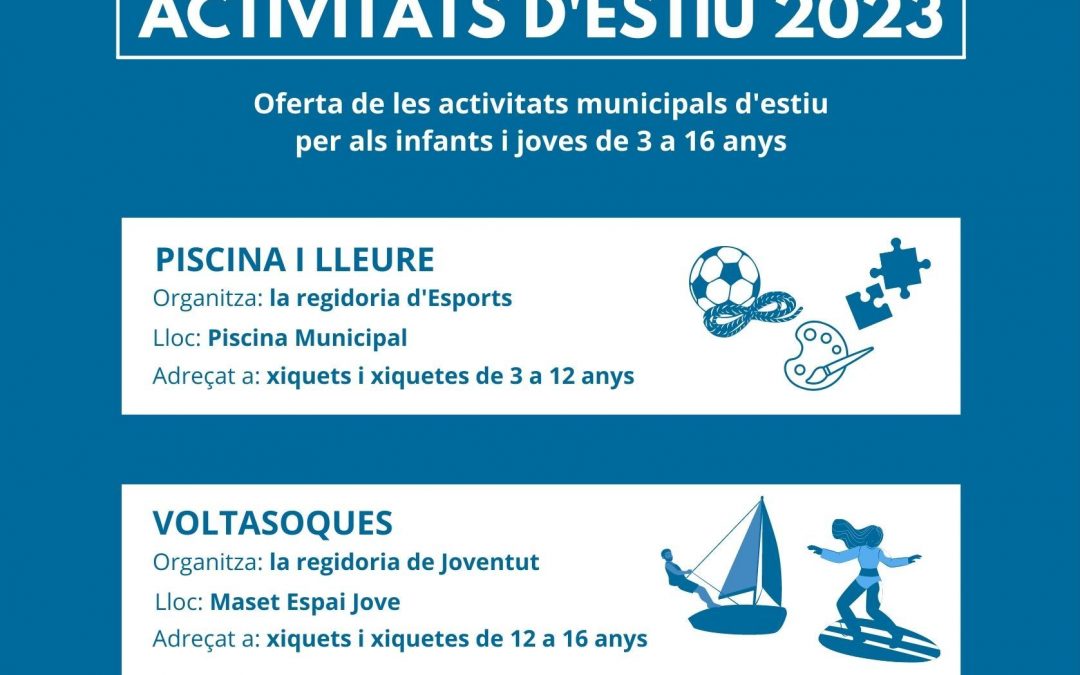 Aquest estiu, l’Ajuntament de la Ràpita organitzarà el campus infantil ‘Piscina i lleure’ i el juvenil ‘Voltasoques’