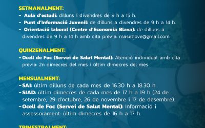 Serveis el Maset Espai Jove per a aquest curs 2025-2026