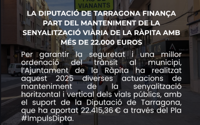 La Diputació de Tarragona finança part del manteniment de la senyalització viària de la Ràpita amb més de 22.000 euros